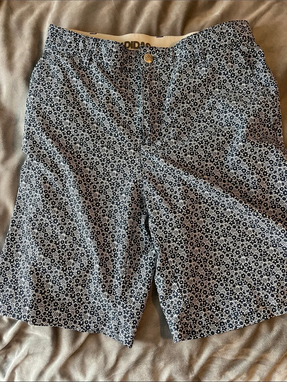 adidas Men's Navy and White Floral Lounge Shorts